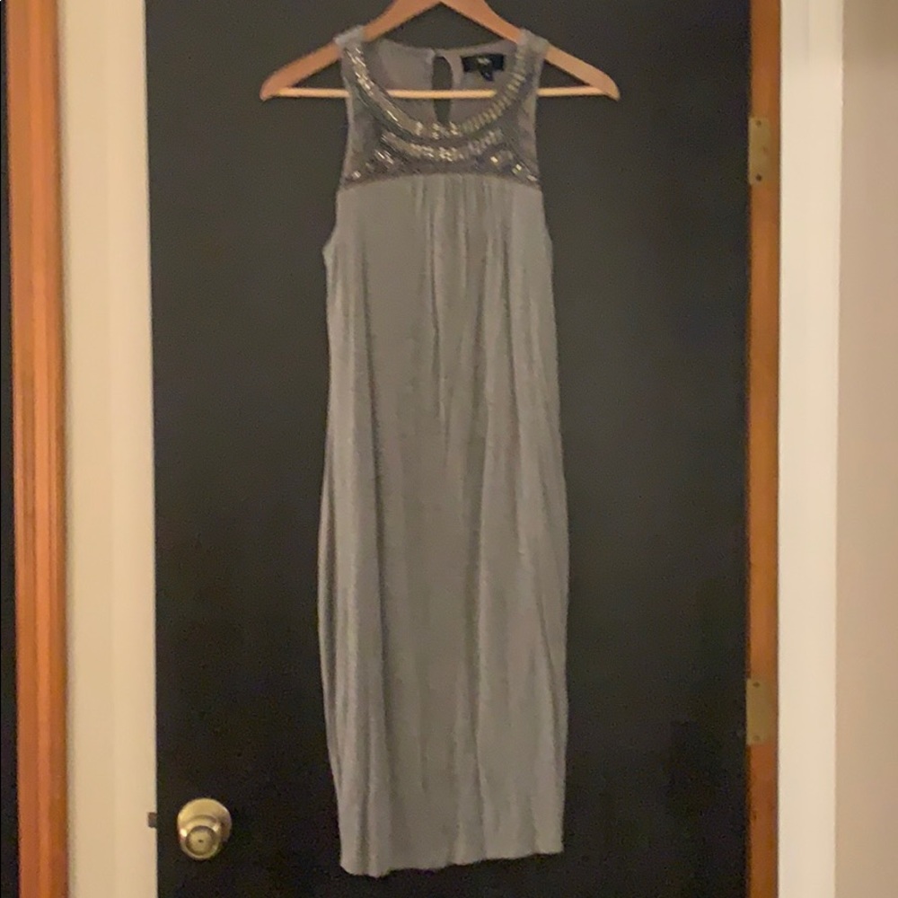 Grey and beaded midi dress